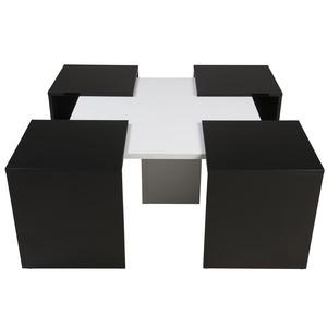 Table basse ajustable - 79/103 x 79/103 x H 43 cm - Noir, blanc