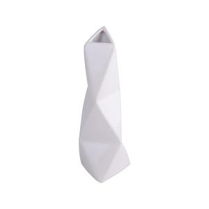 Vase graphique en céramique - Hauteur 30,5 cm - Blanc