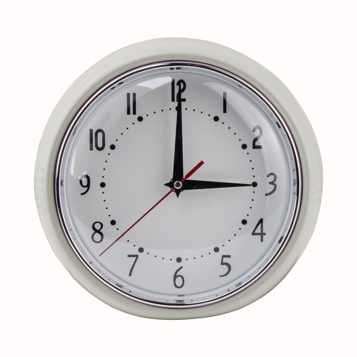 Horloge rétro - Diamètre 24 cm - Blanc ivoire