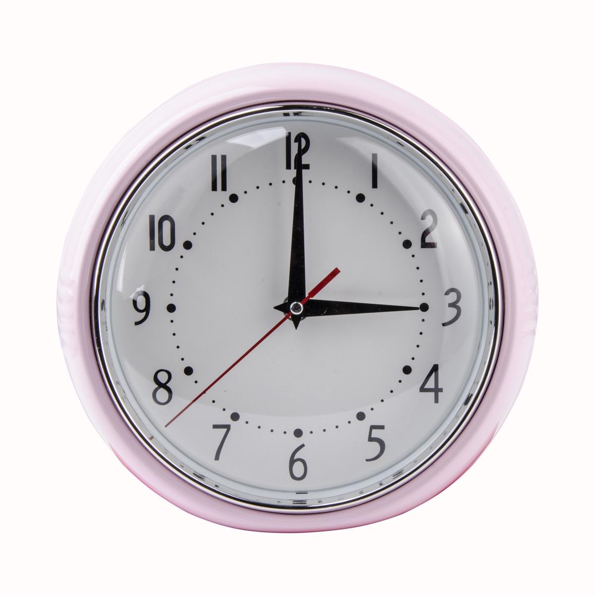 Horloge rétro - Diamètre 24 cm - Rose pastel