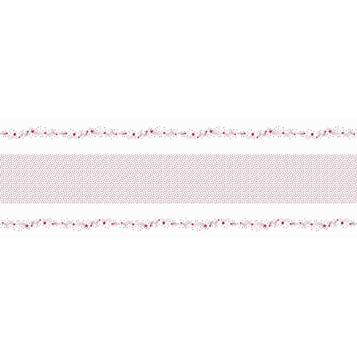 Nappe en rouleau motif étoiles filantes - 1,18 x 6 m - Blanc, Rouge
