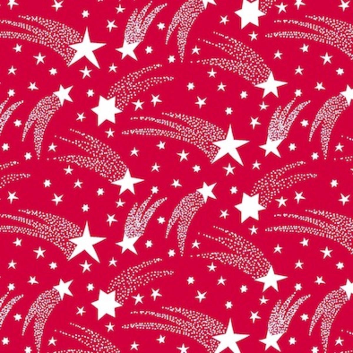 Lot de 20 serviettes en papier motif étoiles filantes - 40 x 40 cm - Blanc, Rouge