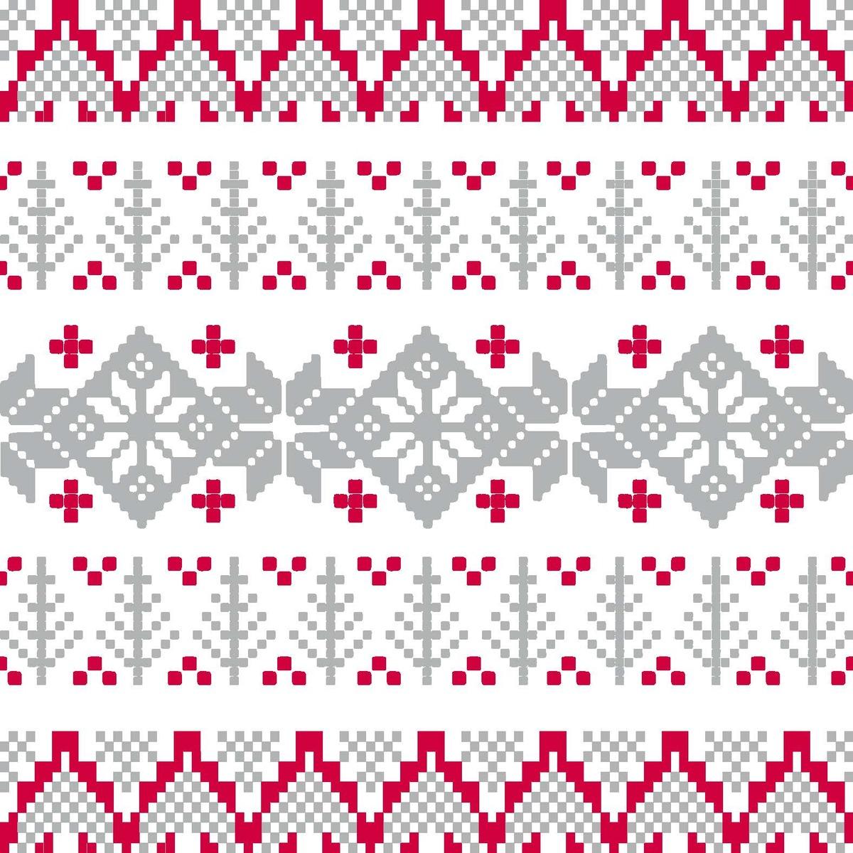 Lot de 20 serviettes en papier motif montagnard - 40 x 40 cm - Blanc, Gris, Rouge