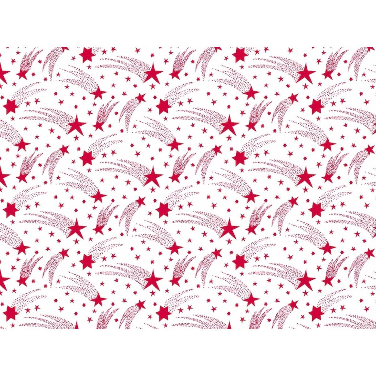 Chemin de table motif étoiles filantes - 0,40 x 4,8 m - Rouge, Blanc