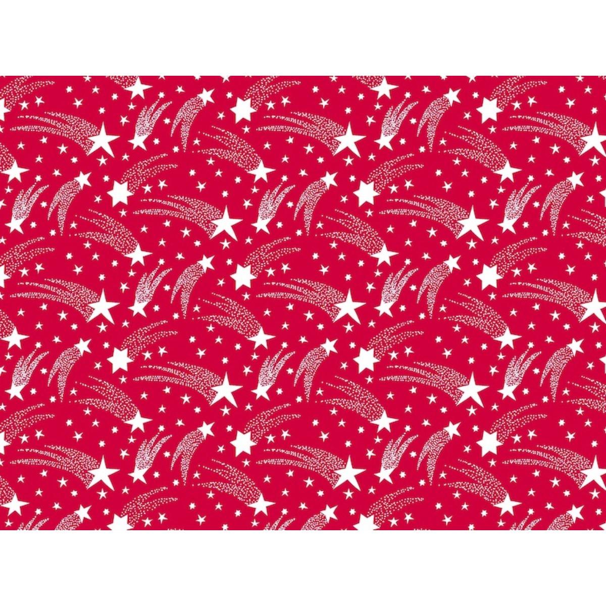 Chemin de table motif étoiles filantes - 0,40 x 4,8 m - Rouge, Blanc