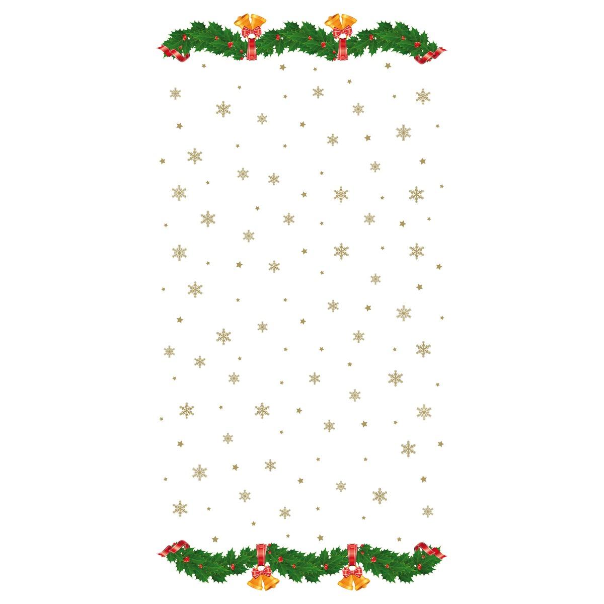 Nappe damassée motif père Noël - 1,18 x 6 m - Blanc, Vert, Rouge