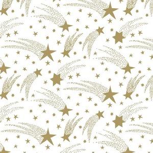 Lot de 20 serviettes en papier motif étoiles filantes - 40 x 40 cm - Jaune or, Blanc