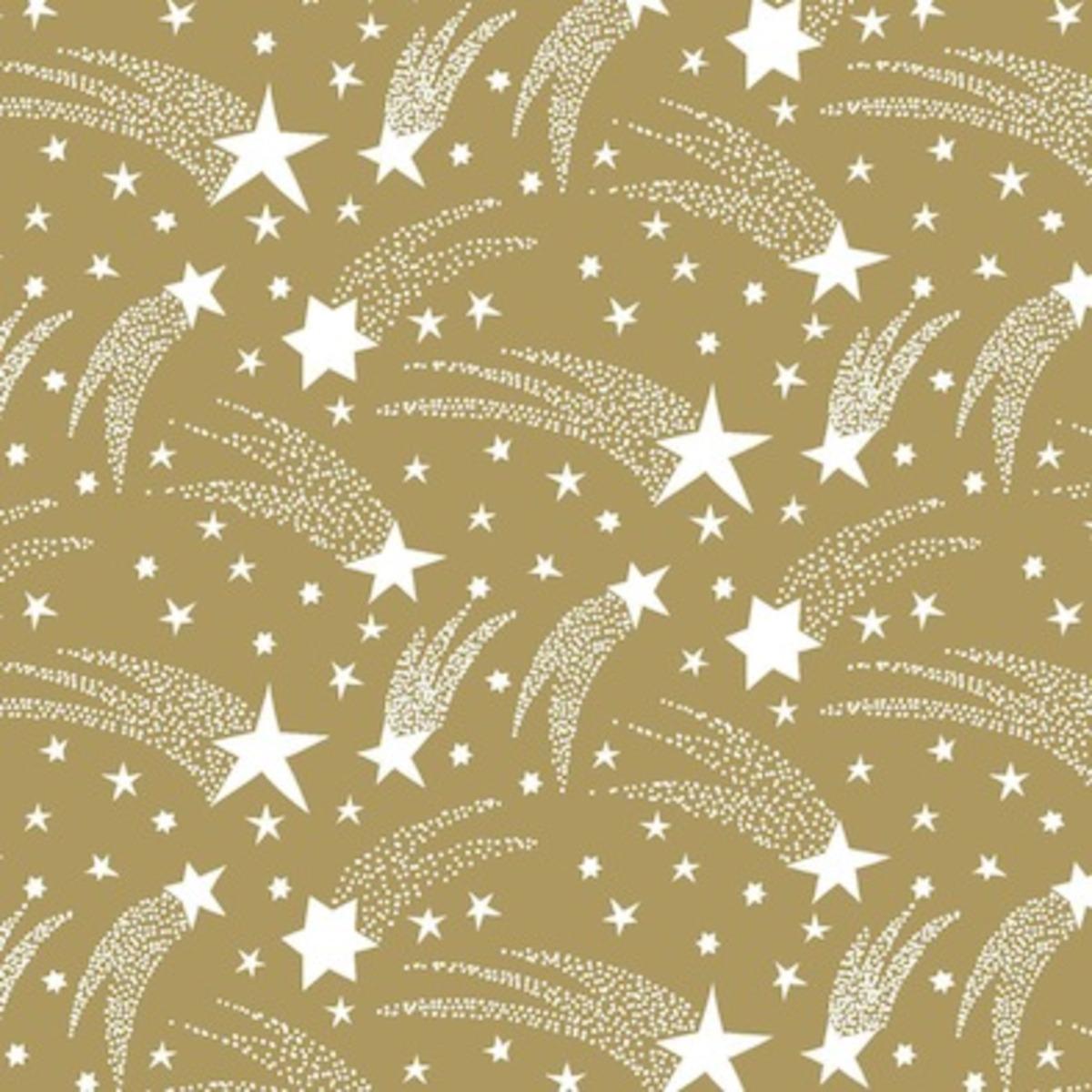 Lot de 20 serviettes en papier motif étoiles filantes - 40 x 40 cm - Jaune or, Blanc