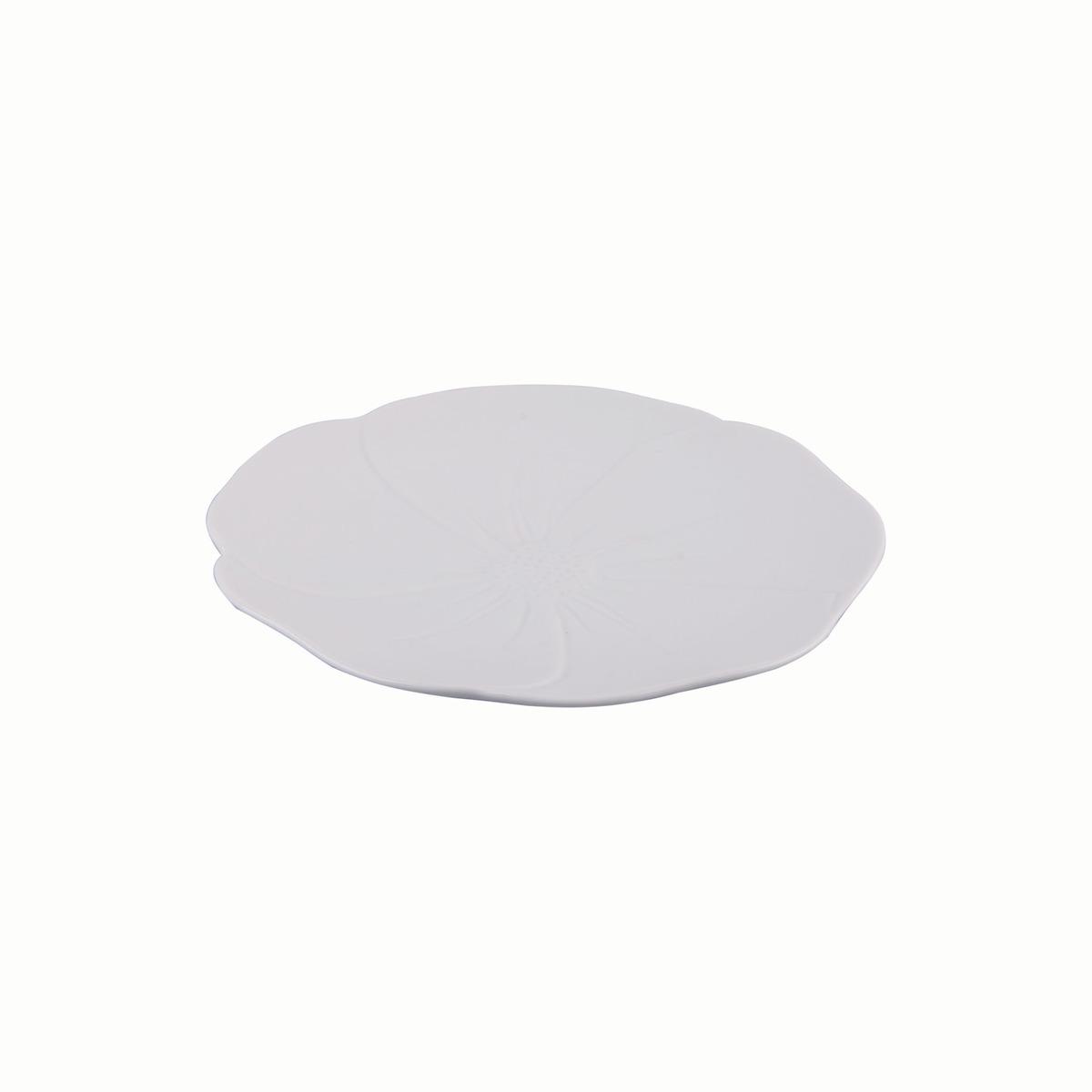 Assiette ronde bord incurvé en porcelaine - Diamètre 20,5 cm - Blanc