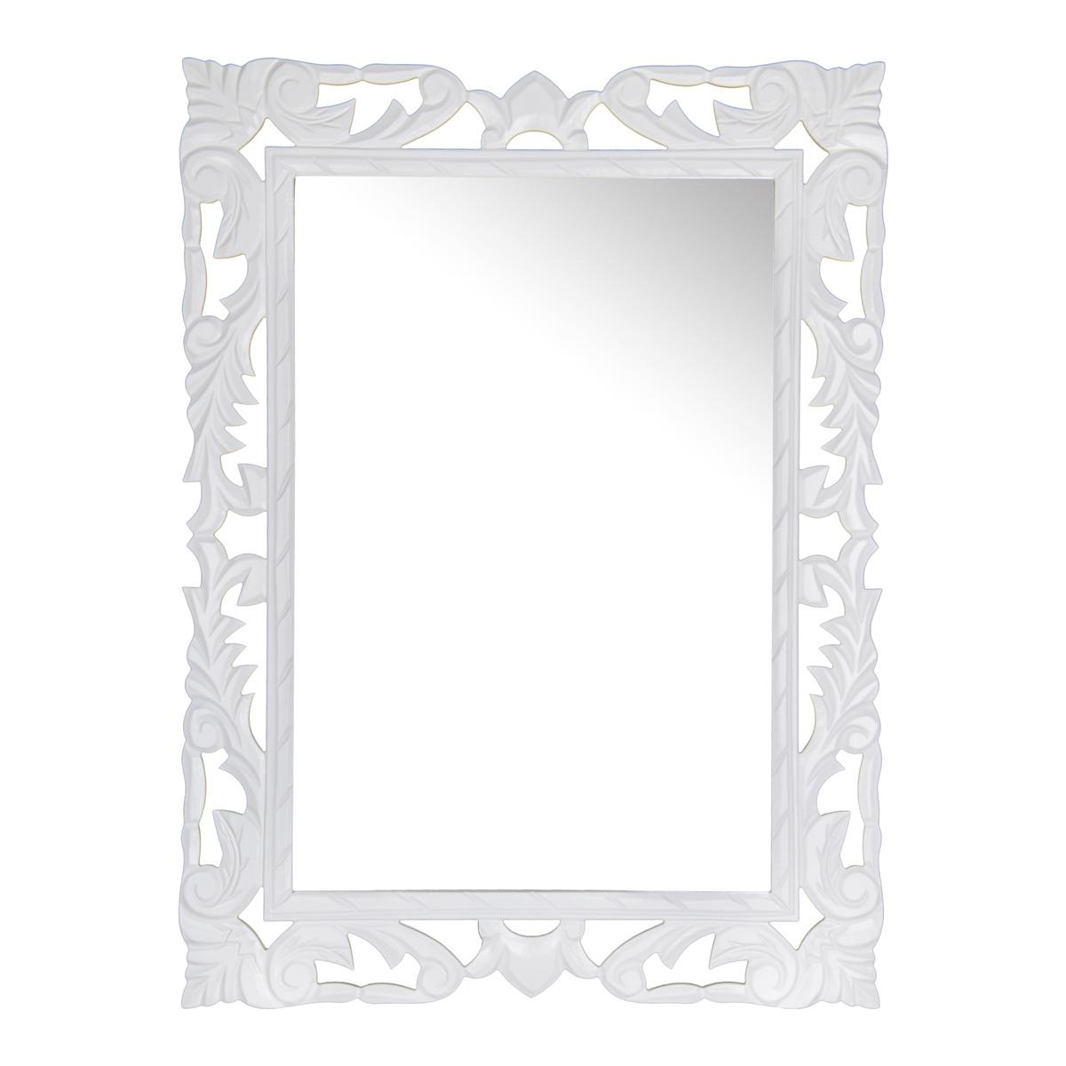 Miroir esprit charme - 60 x 80 x 1,2 cm - Blanc