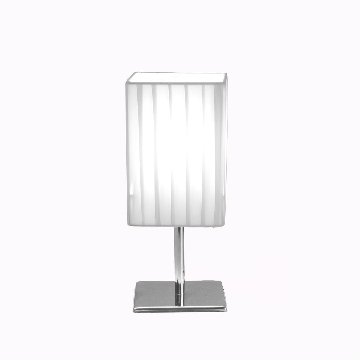 Lampe à poser avec abat-jour plissé carré - 10 x 10 x H 25 cm - Blanc, Gris