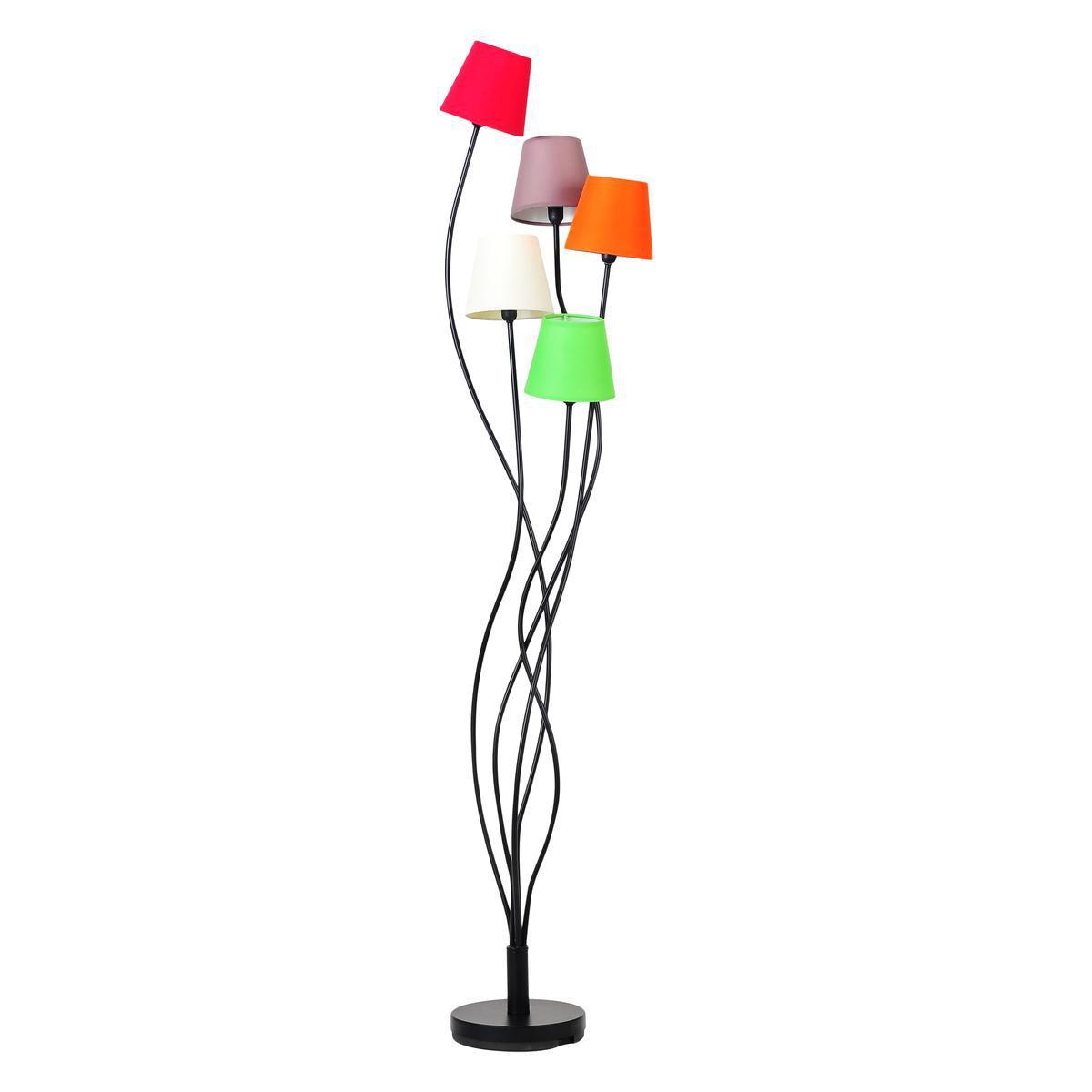 Lampadaire 5 abat-jours - Acier - Hauteur 168 cm - Multicolore