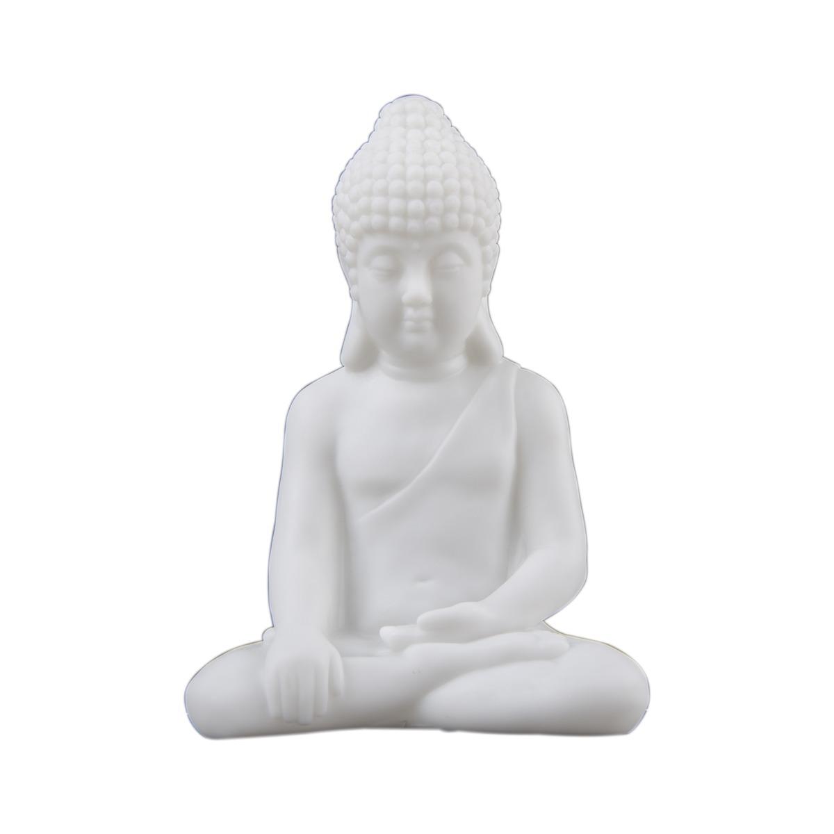 Bouddha assis Led - 12,6 x 7 x H 18,2 cm - Blanc