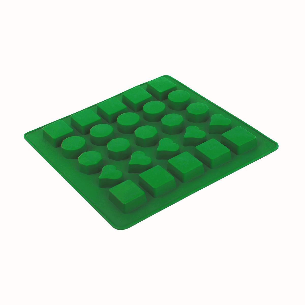 Plaque 12 moules silicone formes géométriques - 19 x 19 x 1,2 cm - Vert