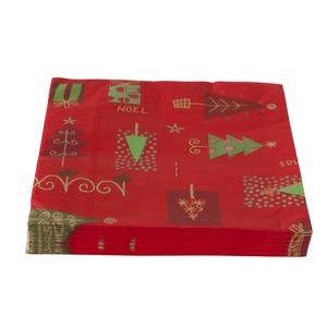 Lot de 20 serviettes en papier motif sapin de Noël pop - 33 x 33 cm - Vert, Rouge, Blanc