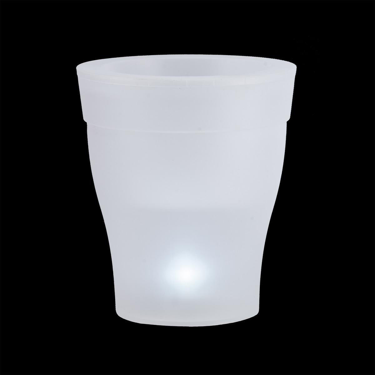 Pot lumineux LED - 11,5 x 17,5 x H 19,7 cm - Blanc