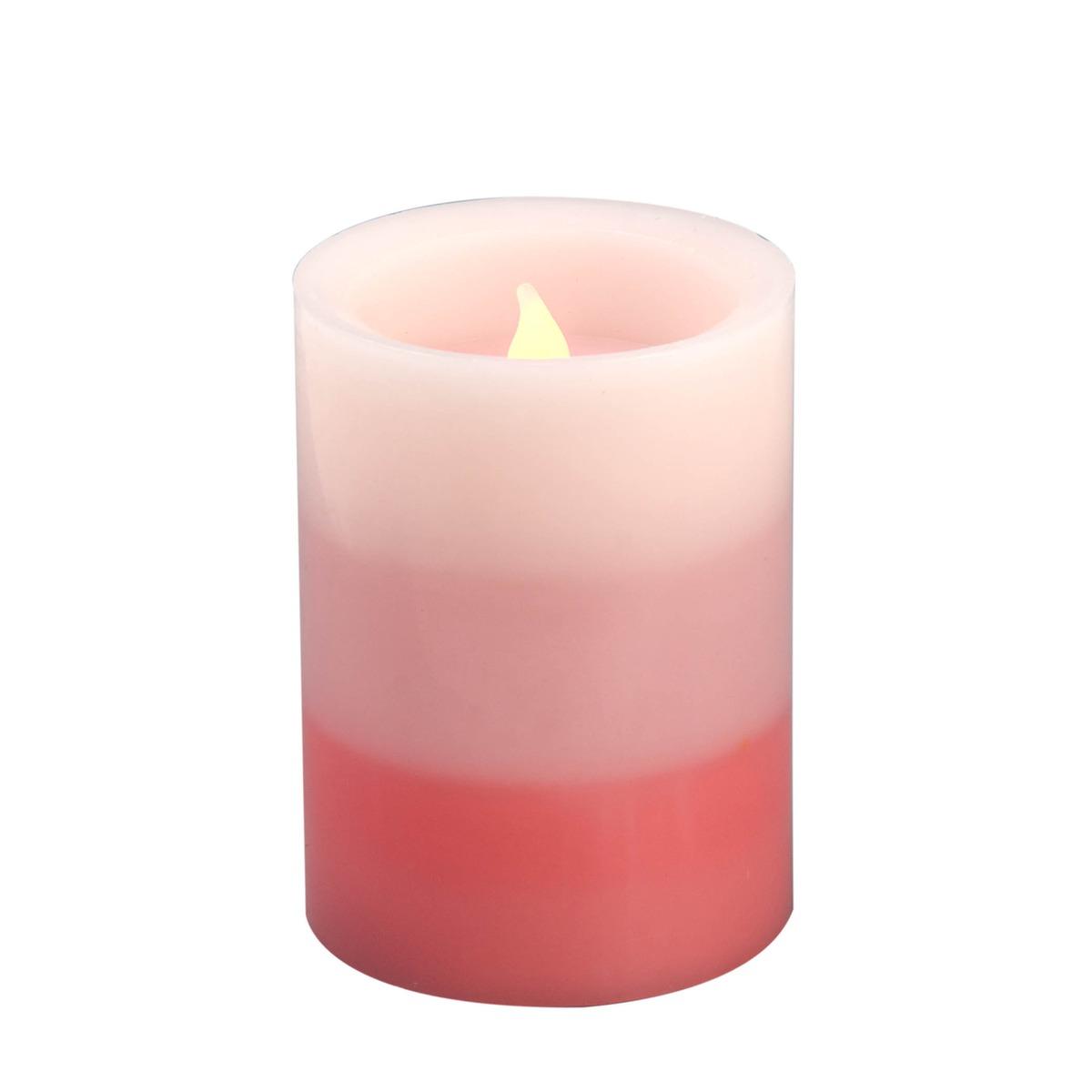 Bougie cylindrique LED - Diamètre 7,5 x H 10 cm - Rose