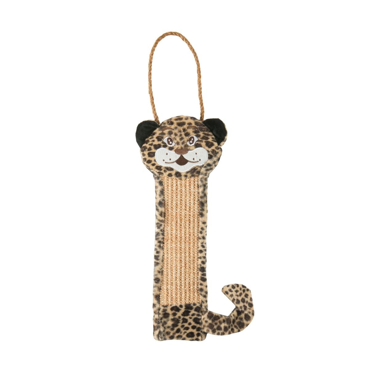Grattoir pour chat en forme de léopard - 40 x 15 cm - Beige