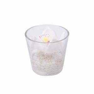 Composition verre orchidée 1 LED - 9 x 9 x H 9 cm - Blanc