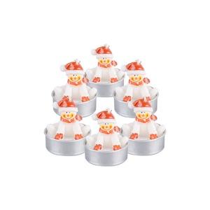 Boîte de 6 bougies chauffe-plat forme de bonhomme de neige - 13,7 x 9 x H 4,2 cm - Rouge, Blanc