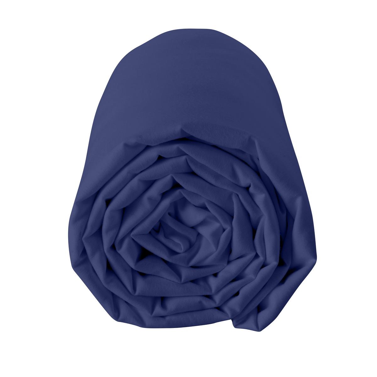 Drap housse 100% coton 57 fils 140 x 190 cm - bonnet 25 cm - bleu marine