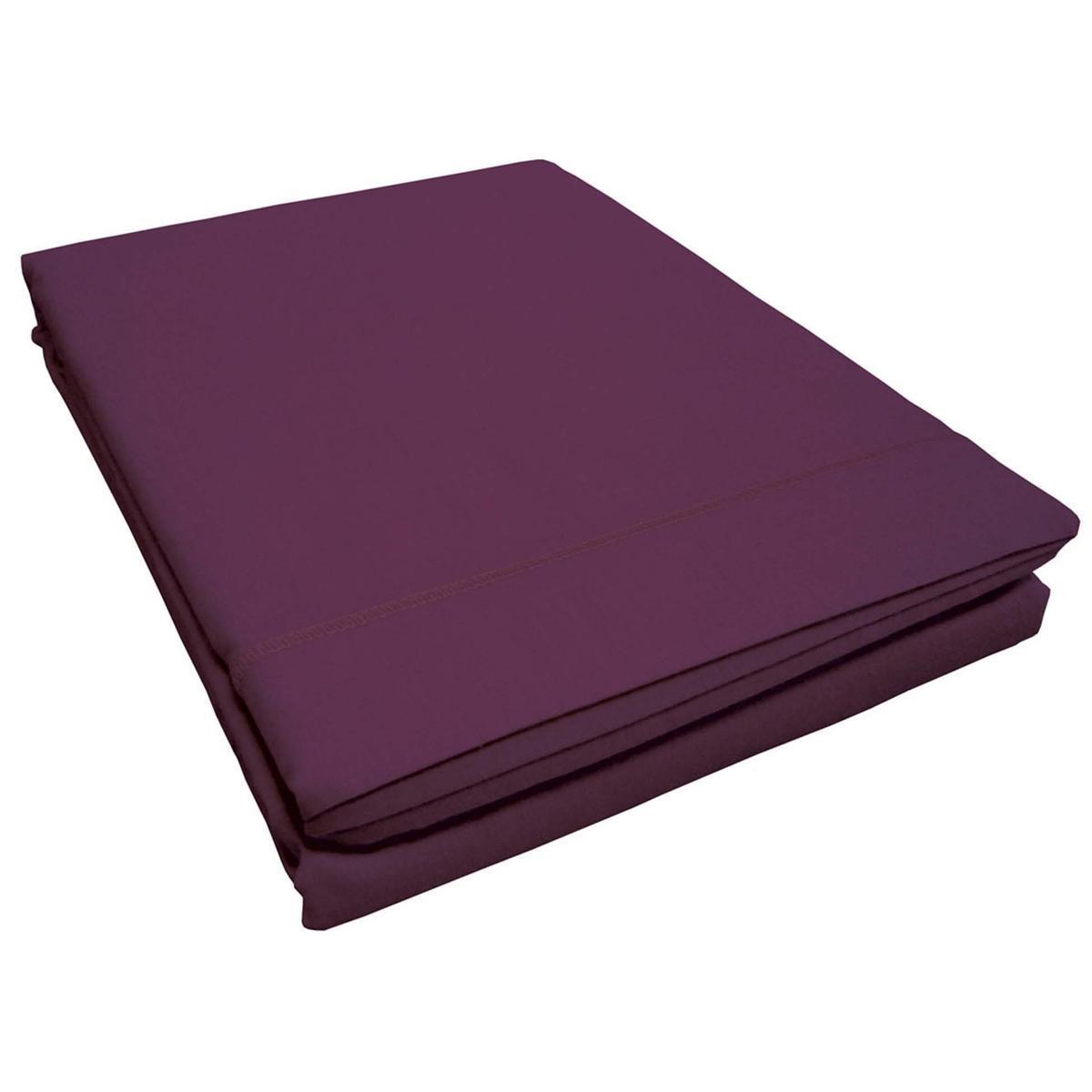 Drap plat 100% coton 57 fils 180 x 290 cm - violet
