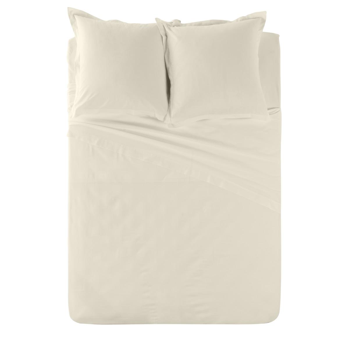 Drap plat 100% coton 57 fils 240 x 300 cm - blanc crème