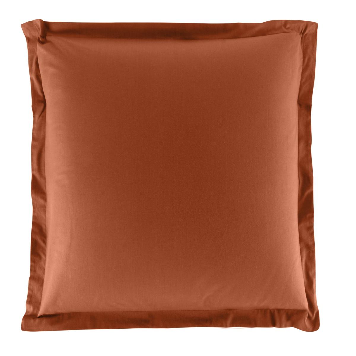 Taie d'oreiller volant plat 100% coton 57 fils 63 x 63 cm - orange terracotta