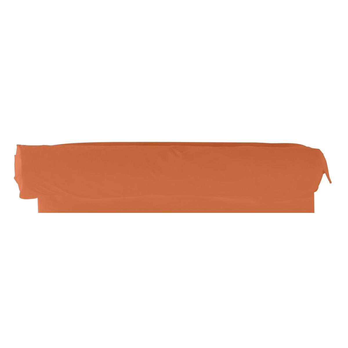 Taie de traversin volant plat 100% coton 57 fils 45 x 185 cm - orange terracotta