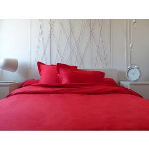 Drap plat 100% coton 57 fils 180 x 290 cm - rouge