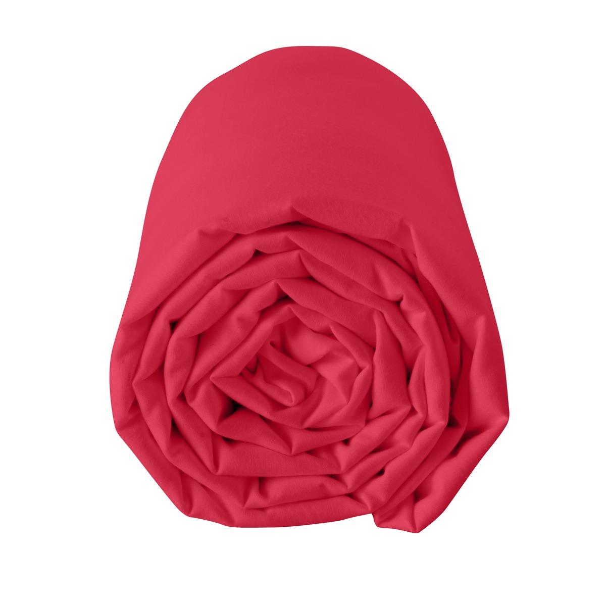 Drap housse 100% coton 57 fils 140 x 190 cm - bonnet 25 cm - rouge
