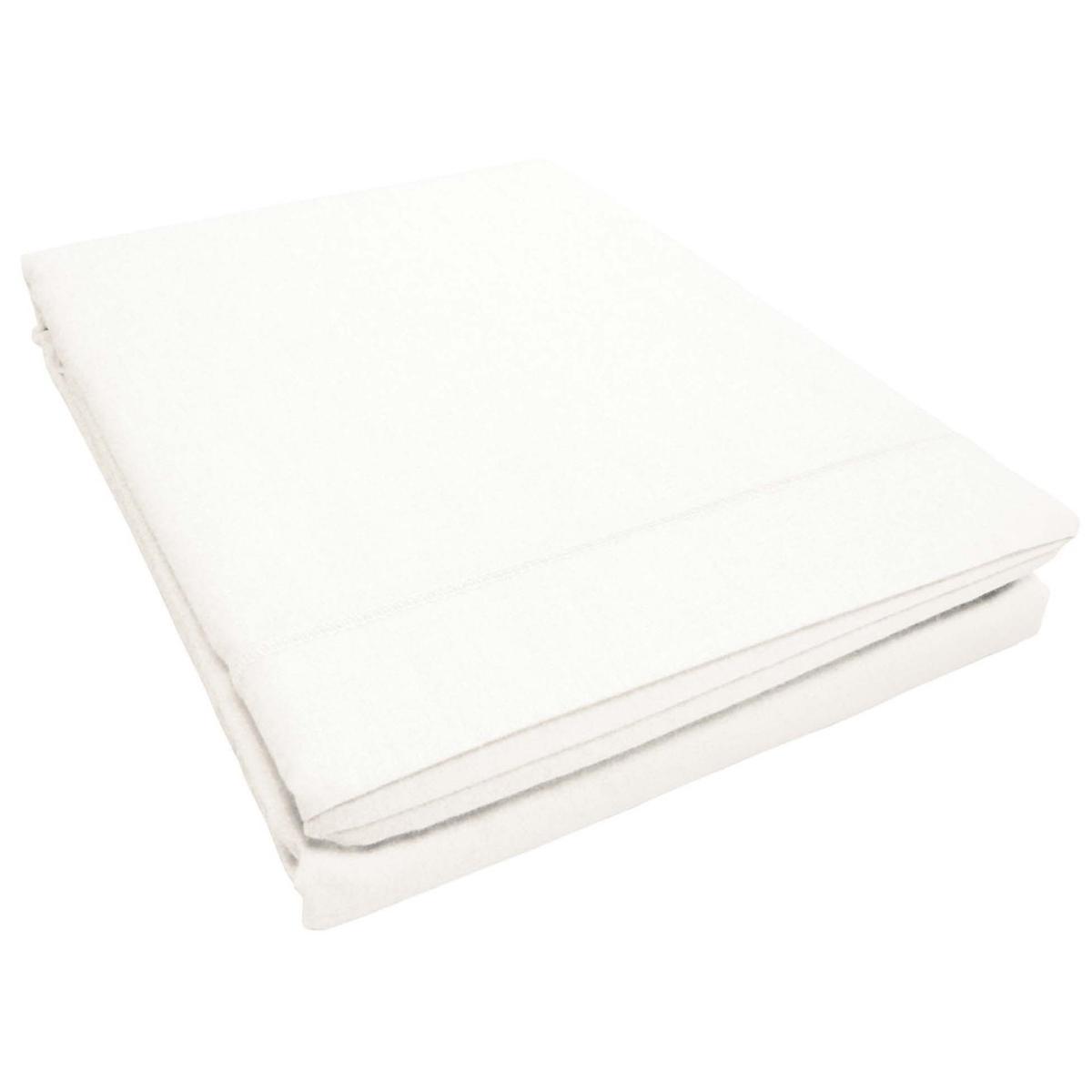 Drap plat 100% coton 57 fils 180 x 290 cm - blanc