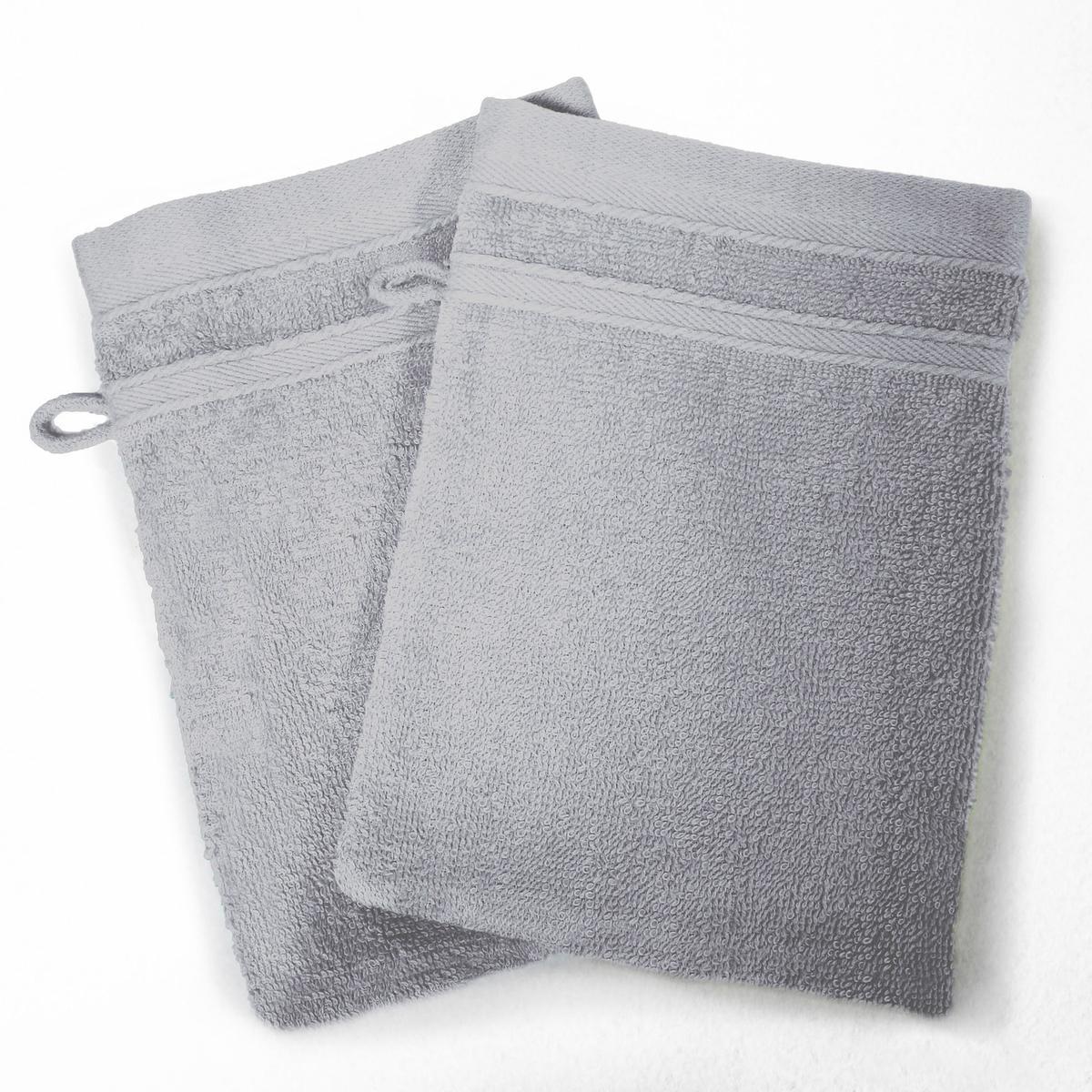 2 gants de toilette éponge - 100% coton 450gr/m2 - 15 x 21 cm - Gris clair