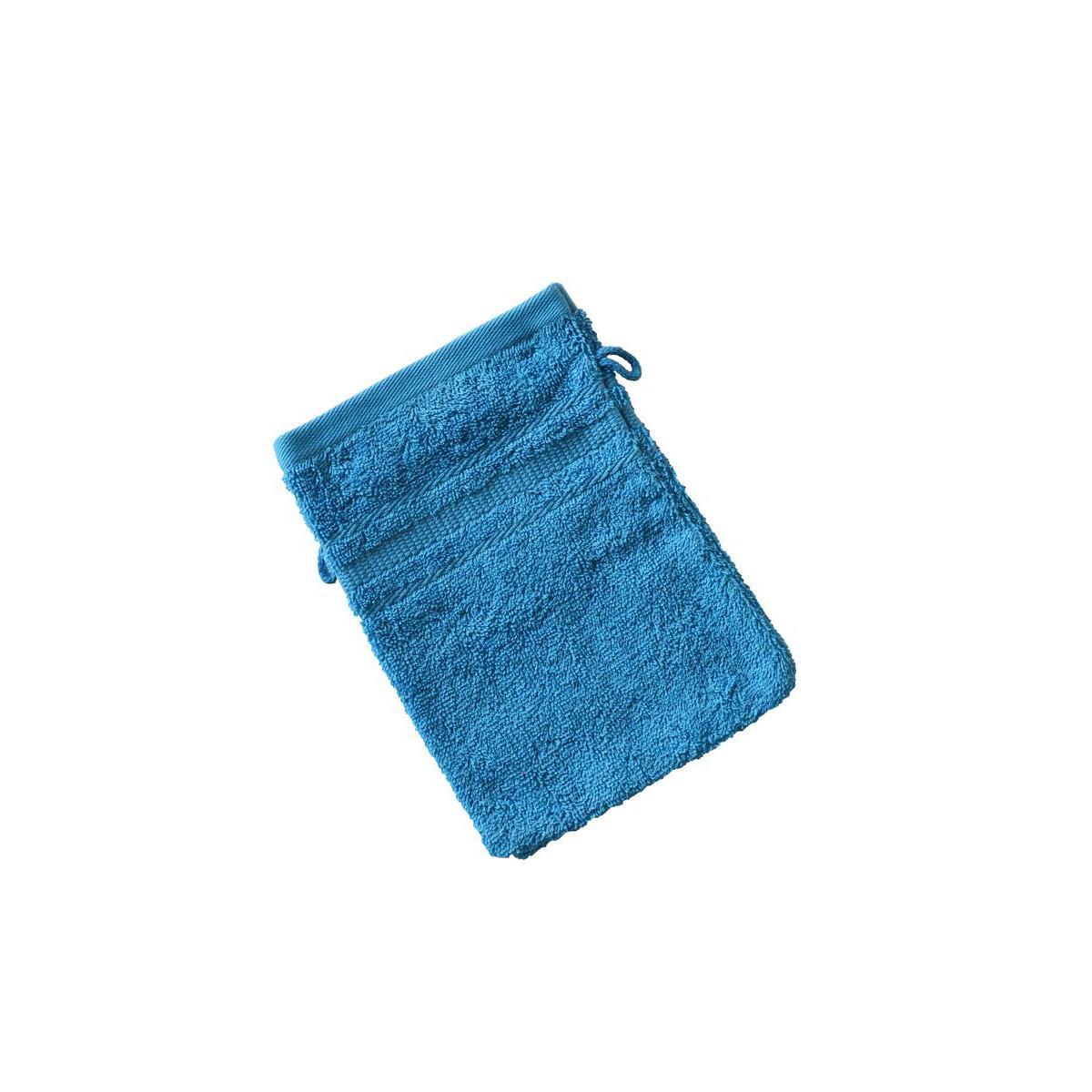 2 gants de toilette éponge - 100% coton 450gr/m2 - 15 x 21 cm - Bleu turquoise