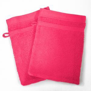 Lot de 2 gants de toilette éponge - 100% coton 450gr/m2 -15 x 21 cm - Rose fuchsia