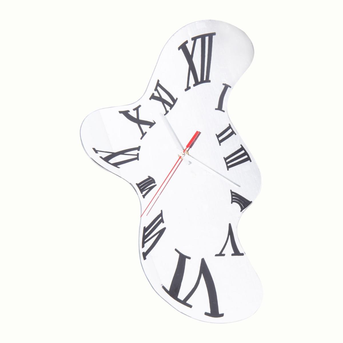 Horloge déformée - 40 x H 20/25 cm - Blanc, Noir