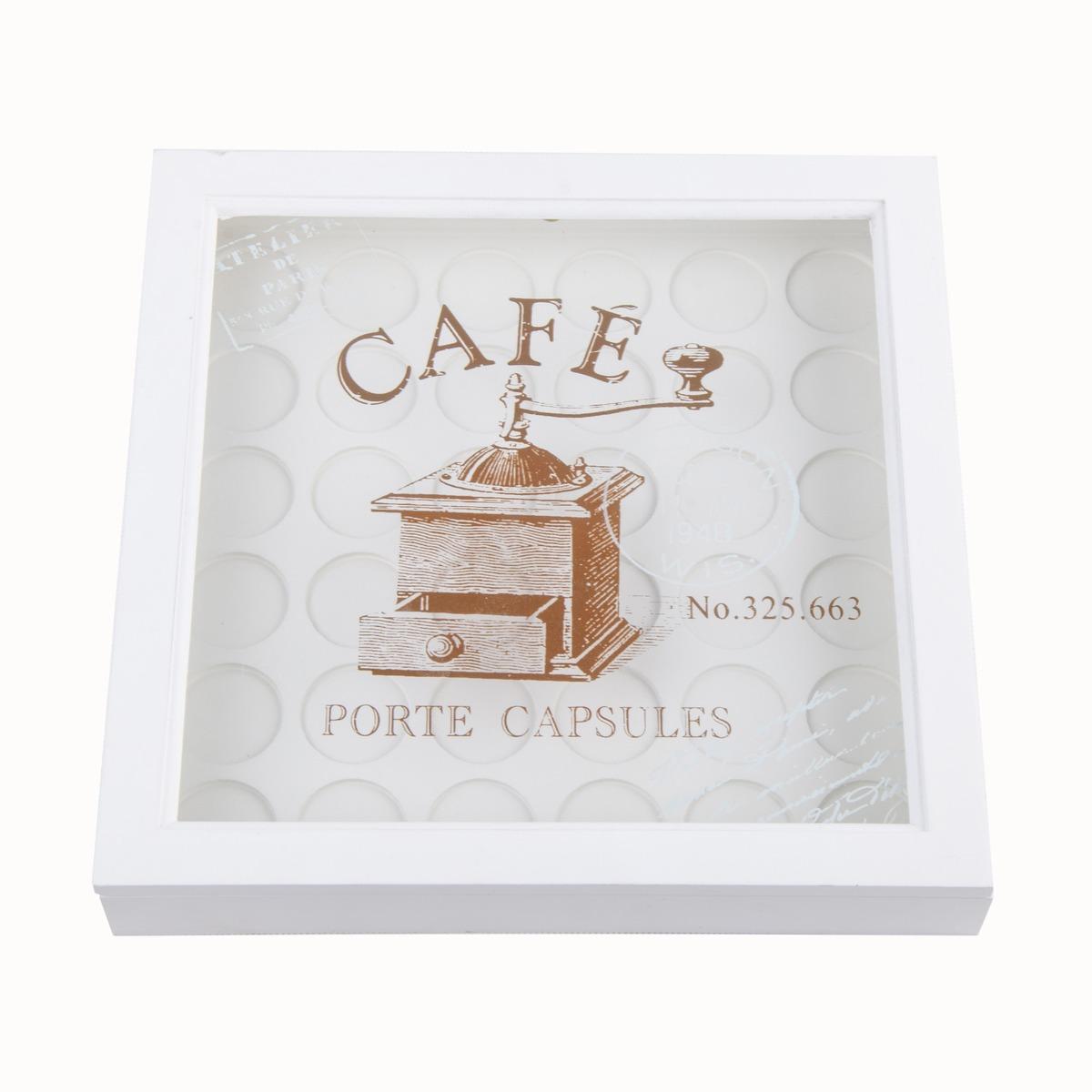Boîte à café - 30 x 30 x H 4,5 cm - Blanc