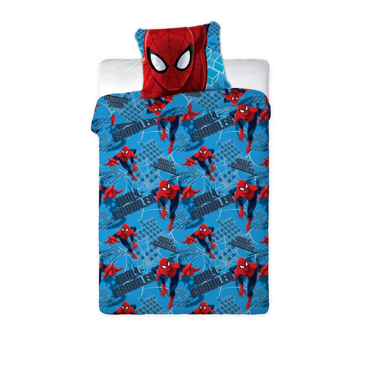 Parure de couette Spider-man - 140 x 200 cm + 1 taie d'oreiller - Rouge. Bleu