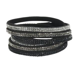 Bracelet fantaisie en cristaux 3 tours - Noir, blanc