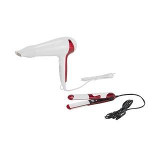 Coffret sèche-cheveux + lisseur - 1800 W - Blanc, Rouge