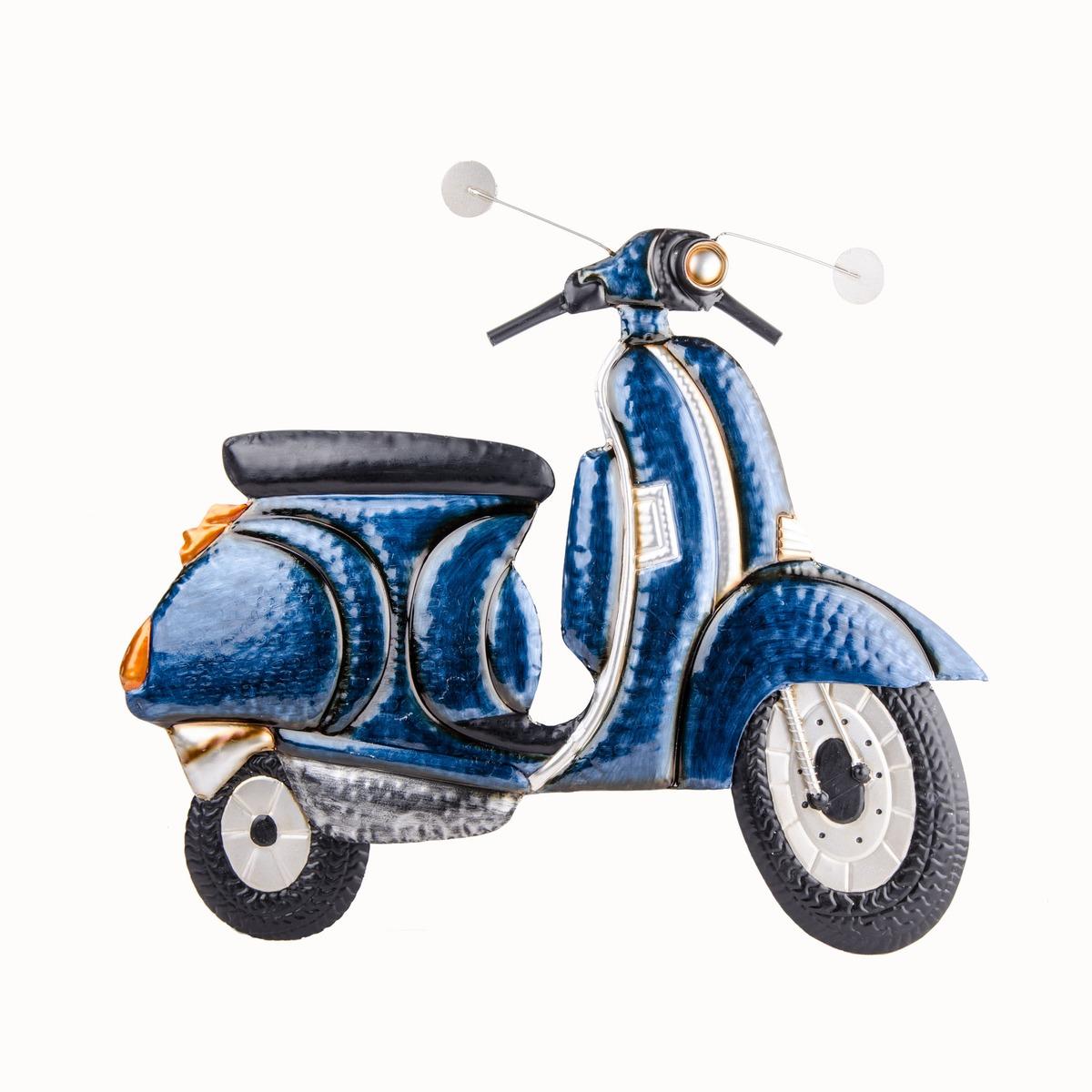 Décor mural en forme de scooter Vespa - 70 x 3 x 65 cm - Bleu