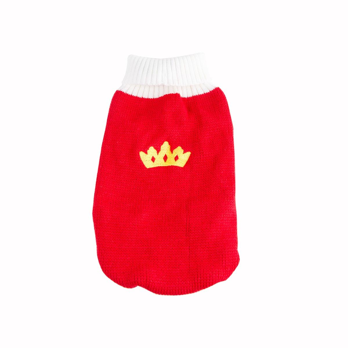 Pull couronne pour chien - T 35 cm - Rouge, Blanc