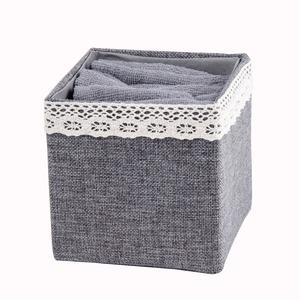 Panier + 6 serviettes - 13 x 13 x 13 cm - Gris