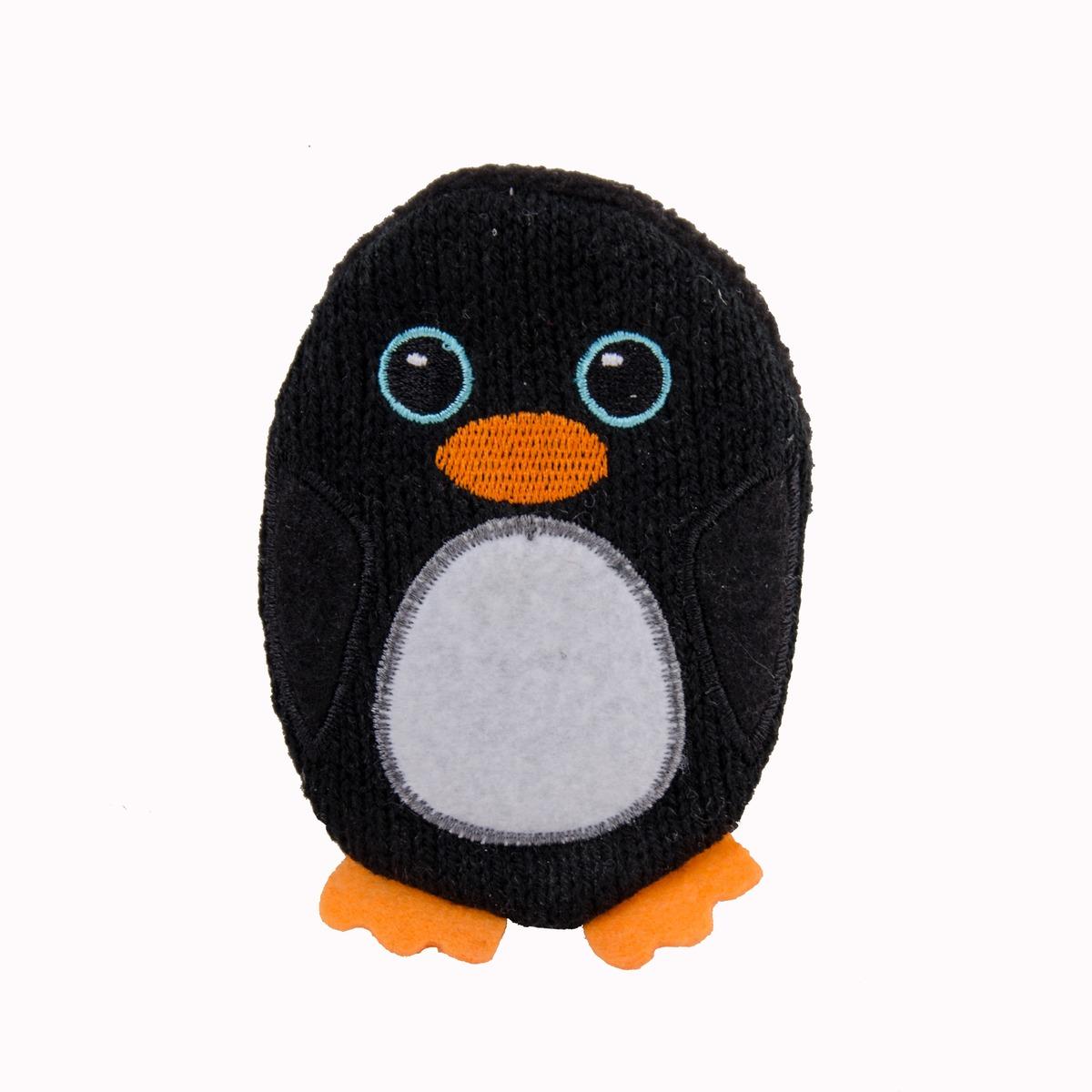 Bouillote à main en forme de pingouin - 10 x 8 cm - Noir, Orange