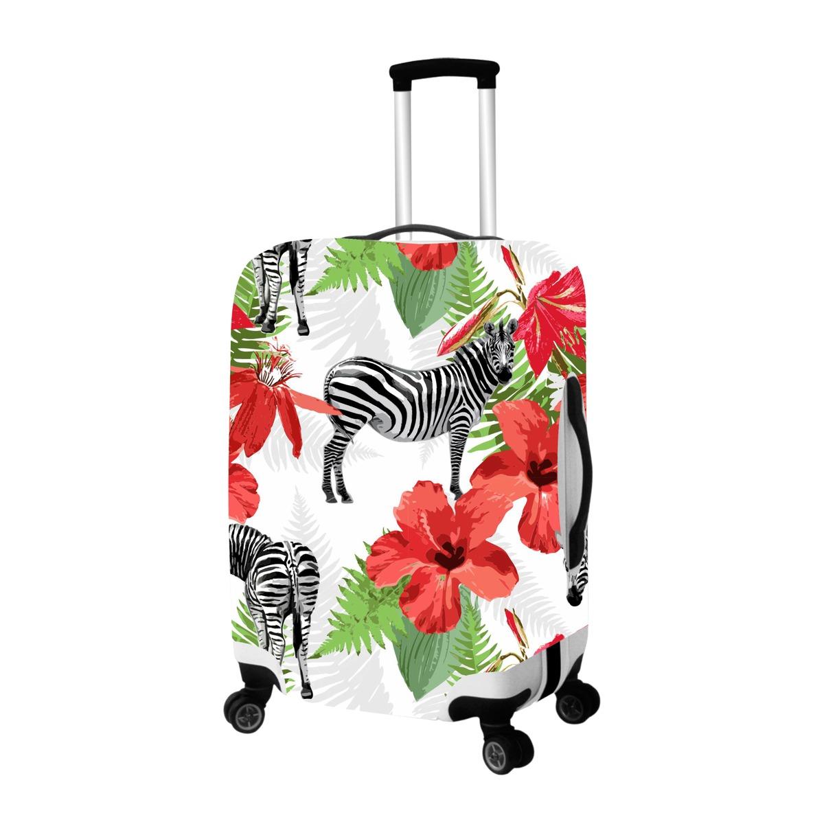 Housse de valise motif zèbre - 45 x 55 cm - Noir, Blanc, Rouge