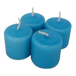 Lot de 4 bougies en paraffine - 3,8 x H 4 cm - Bleu