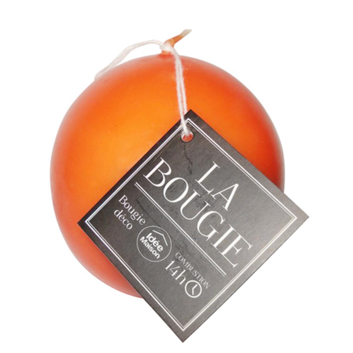 Bougie boule en paraffine - Diamètre 7,2 cm - Orange