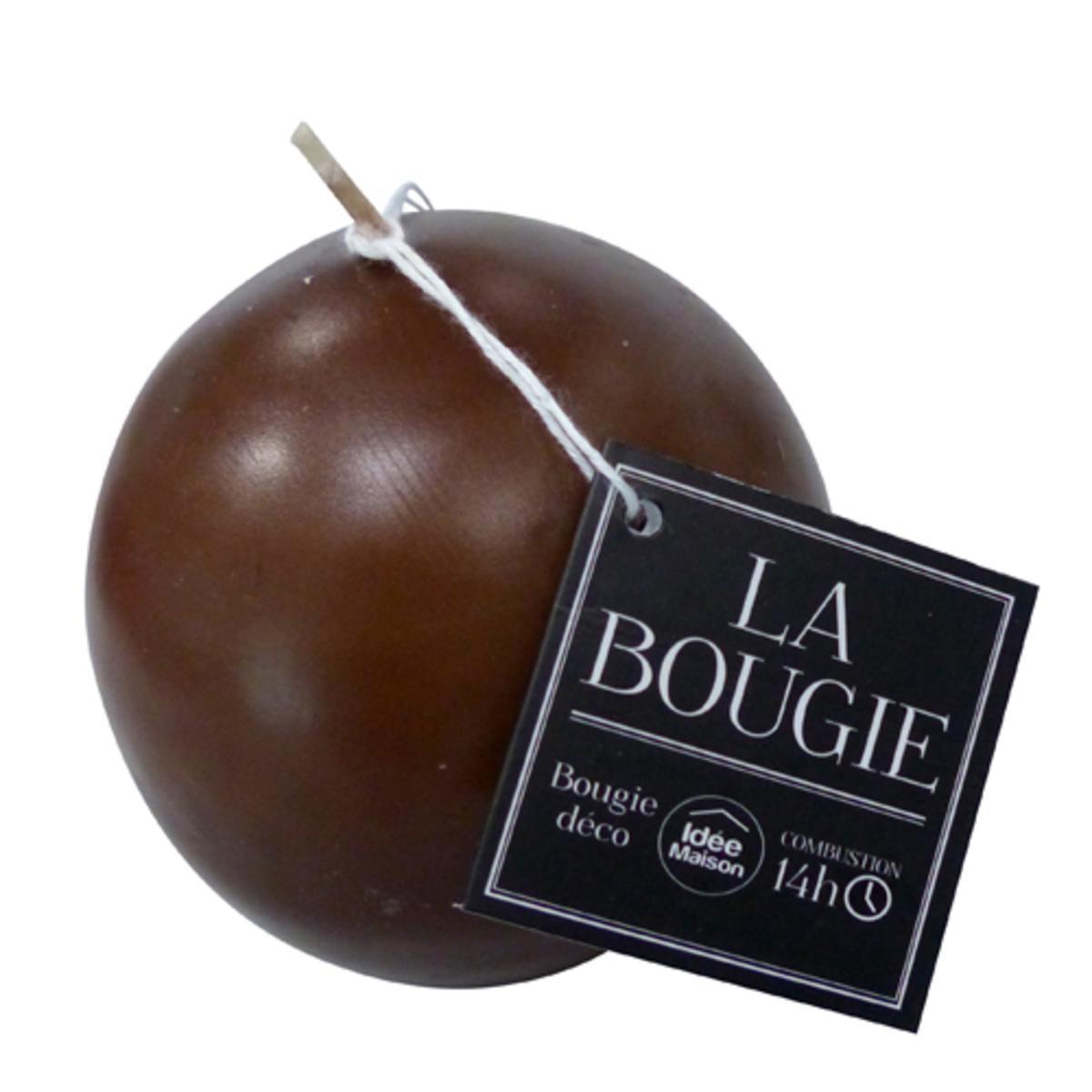 Bougie boule en paraffine - Diamètre 7,2 cm - Marron chocolat