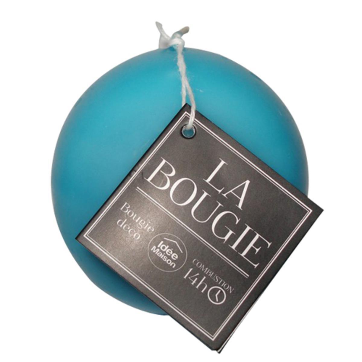 Bougie boule en paraffine - Diamètre 7,2 cm - Bleu