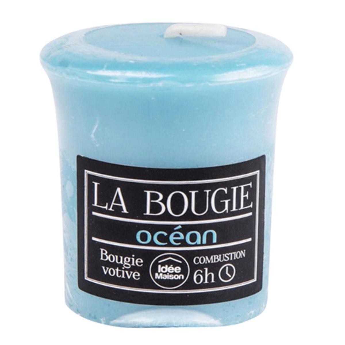 Bougie en paraffine parfum océan - 4,4 x 4,5 cm - Bleu